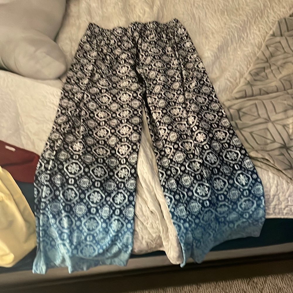 Dress/casual pants, tassels, Ombré black to blue design, size XL tall